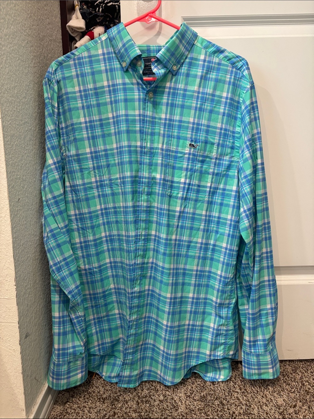 Vineyard Vines Green and Blue Plaid Button-Down Shirt